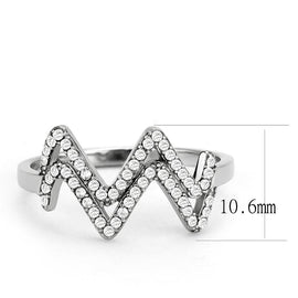 DA339 - No Plating Stainless Steel Ring with AAA Grade CZ  in Clear