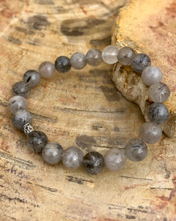 Black Tourmaline Quartz Stretch Bracelet! Natural Crystals & Handmade!