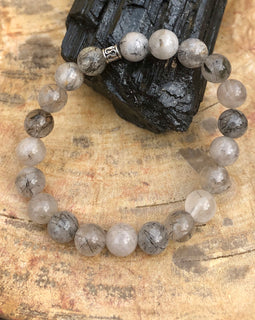 Black Tourmaline Quartz Stretch Bracelet! Natural Crystals & Handmade!