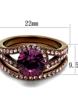 TK2745 - IP Coffee light Stainless Steel Ring with Top Grade Crystal