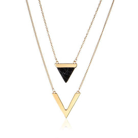 Marble Chevron Double Layer Necklace