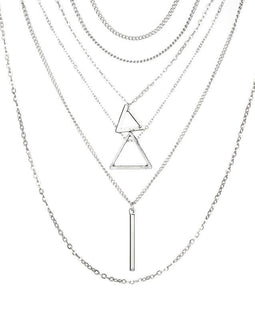 Double Triangle Multilayer Necklace