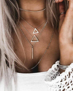 Double Triangle Multilayer Necklace